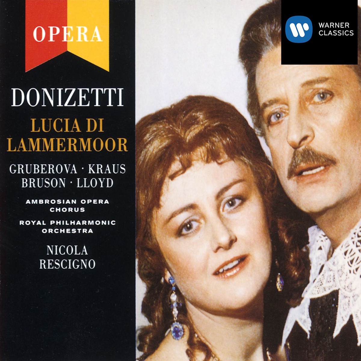 Donizetti: Lucia di Lammermoor by Alfredo Kraus, Ambrosian Opera Chorus, Bonaventura Bottone, Bruno Lazzaretti, Edita Gruberová, Kathleen Kuhlmann, Nicola Rescigno, Royal Philharmonic Orchestra & Suvi Raj Grubb album cover