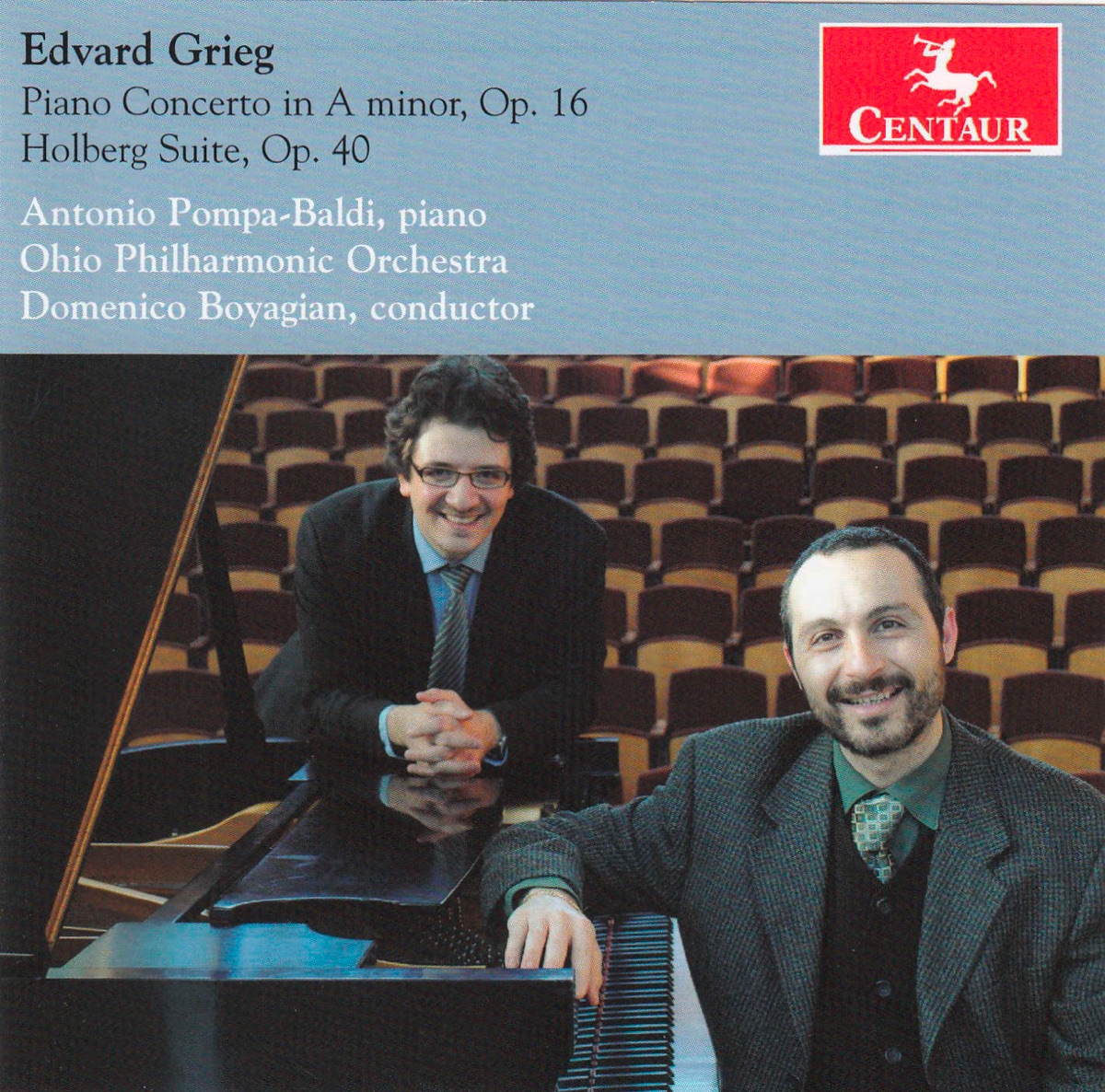 Grieg: Piano Concerto in A Minor, Op. 16 & Holberg Suite, Op. 40 by Antonio Pompa-Baldi, Domenico Boyagian & Ohio Philharmonic Orchestra album cover