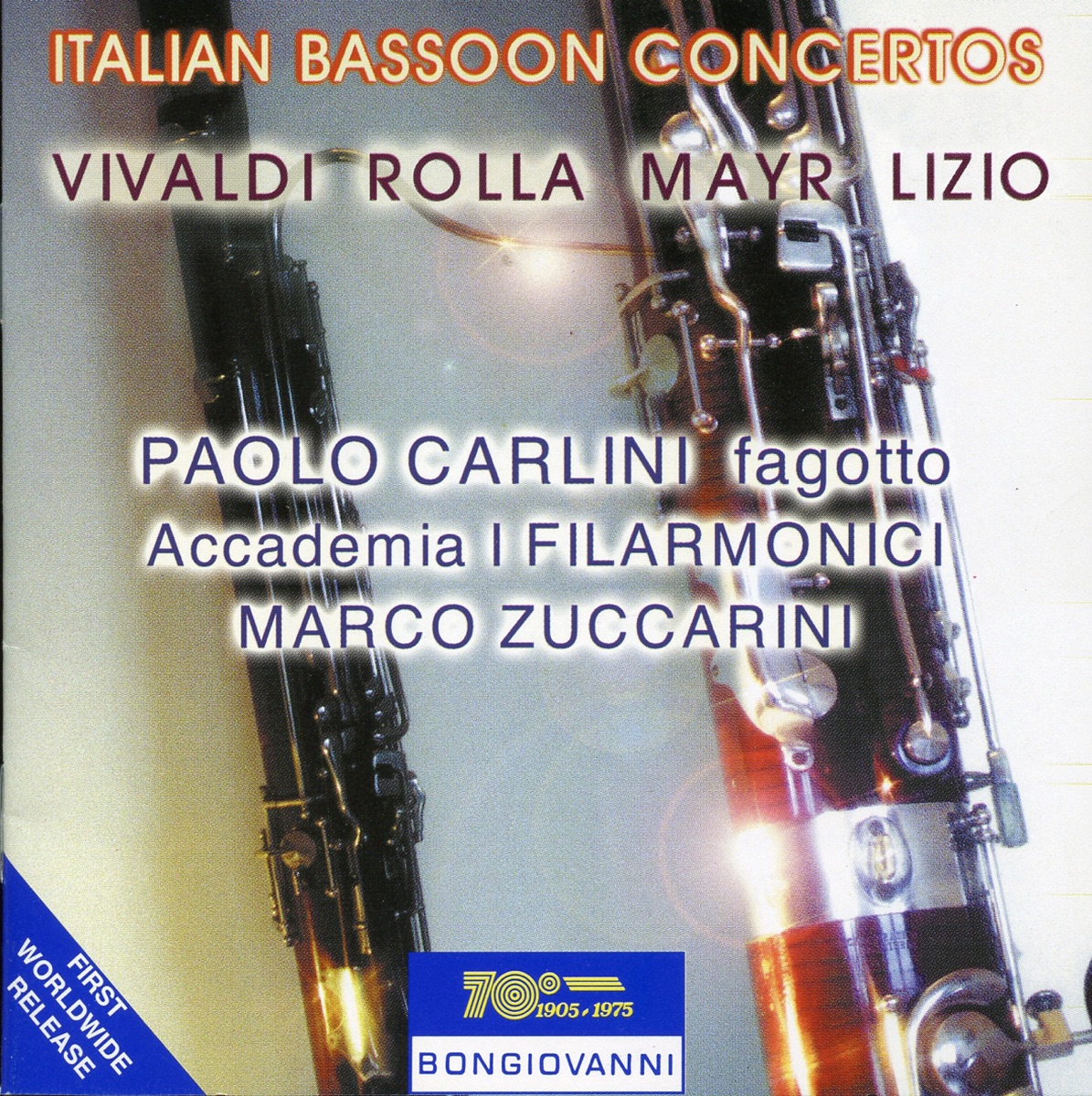 Italian Bassoon Concertos by Paolo Carlini, Accademia I Filarmonici, Marco Zuccarini & Alberto Martini album cover