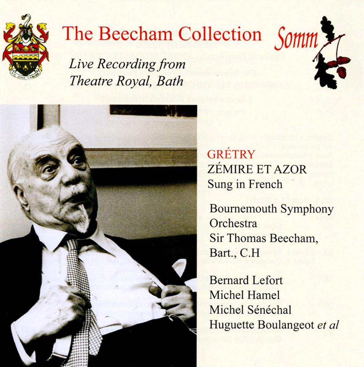 Grétry: Zémire et Azor (The Beecham Collection) by Bernard Lefort, Michel Hamel, Michel Senechal, Huguette Boulangeot, Arda Mandikian & Sir Thomas Beecham album cover