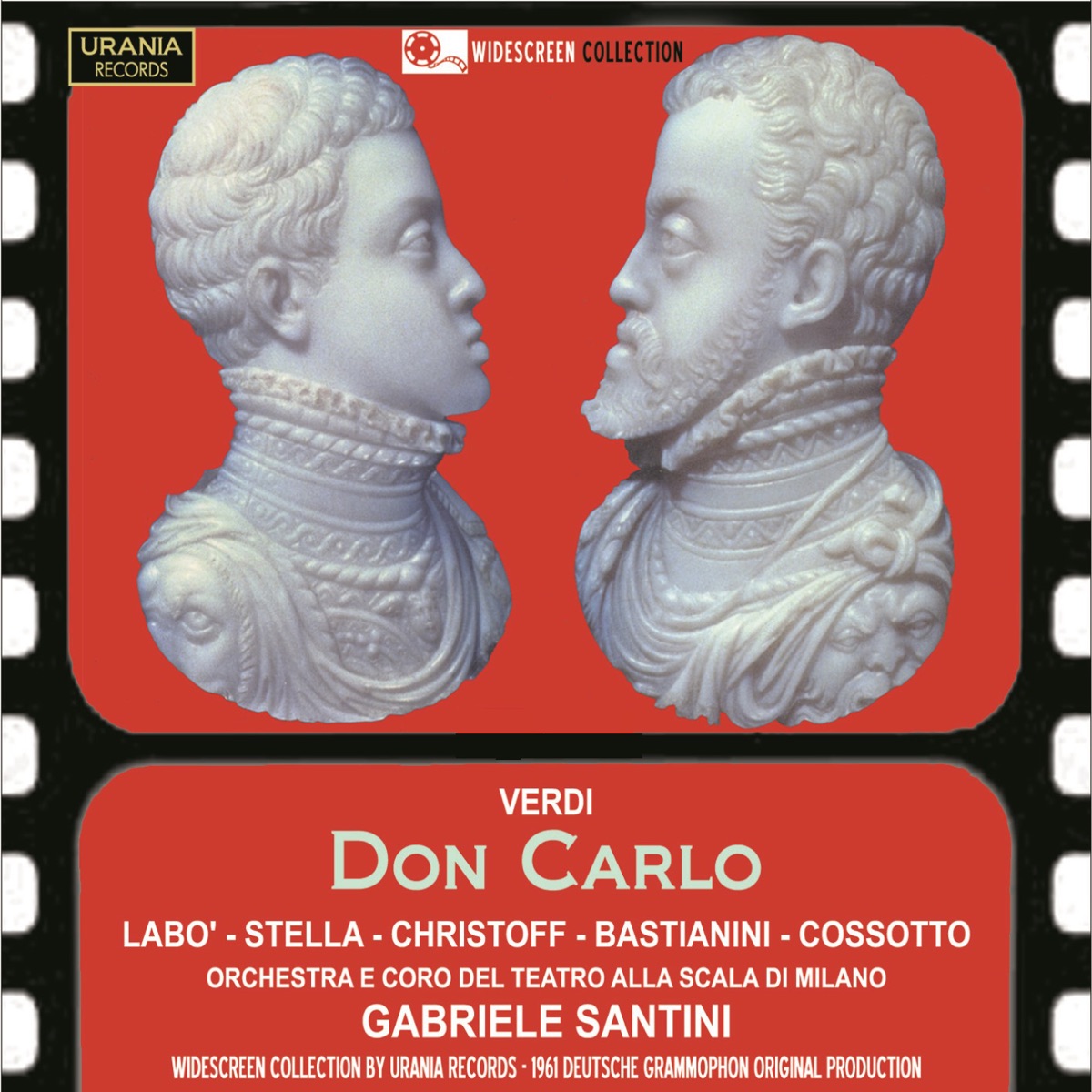 Verdi: Don Carlo by Gabriele Santini, Boris Christoff, Teatro Alla Scala Orchestra, Coro del Teatro alla Scala di Milano, Antonietta Stella, Flaviano Labo, Fiorenza Cossotto, Ettore Bastianini, Aurora Cattelani & Franco Piva album cover