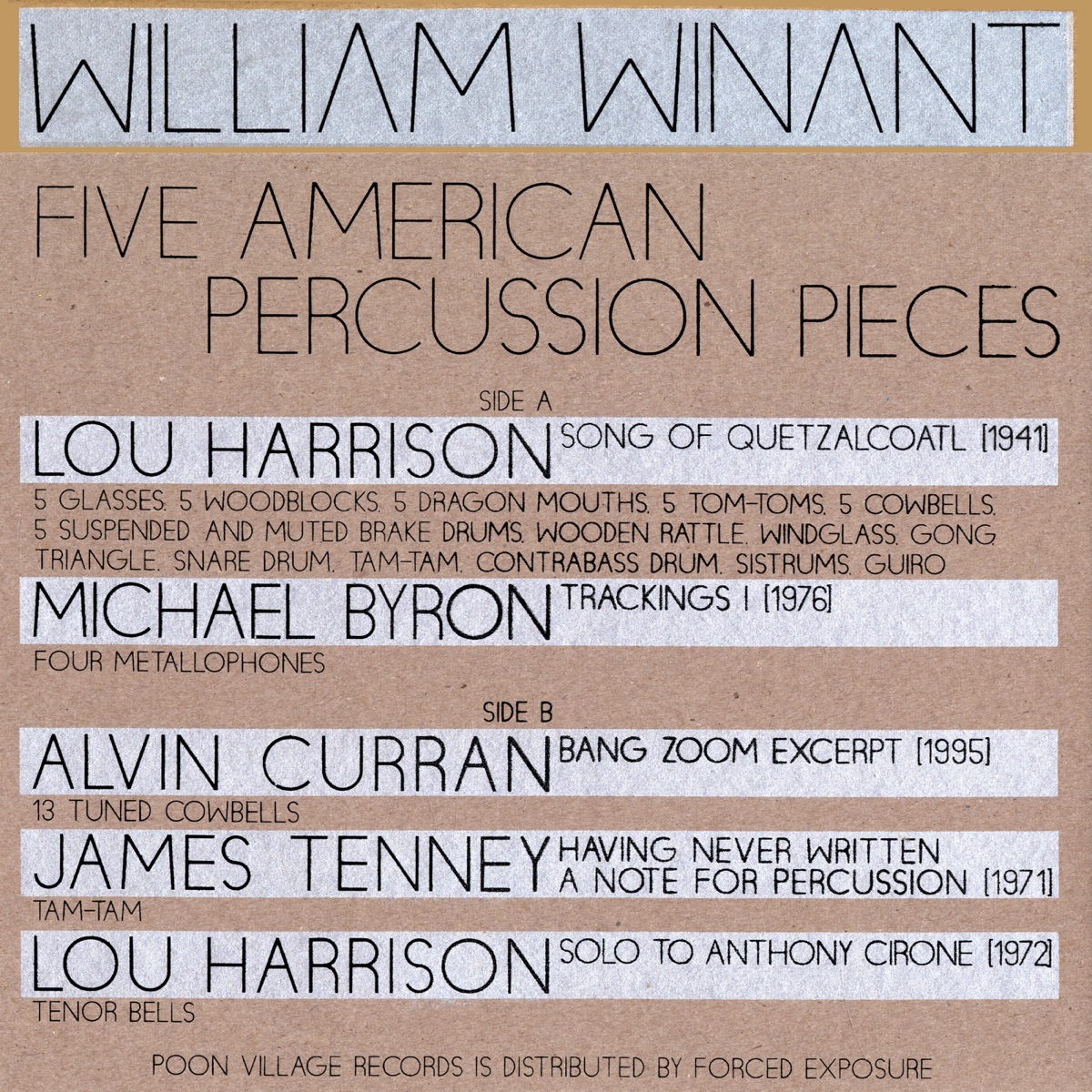Five American Percussion Pieces by William Winant album cover