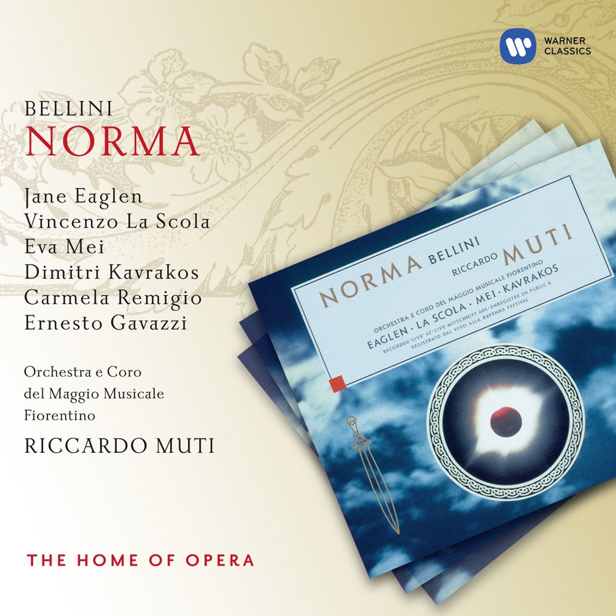 Bellini: Norma (Live) by Dimitri Kavrakos, Riccardo Muti, Orchestra del Maggio Musicale Fiorentino, Carmela Remigio, Eva Mei, Jane Eaglen, Ernesto Gavazzi & Vincenzo La Scola album cover