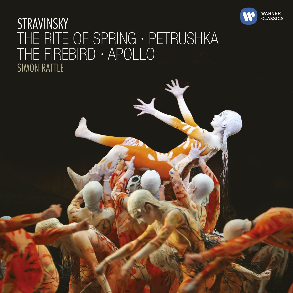 Stravinsky: The Rite of Spring, Petrushka, The Firebird & Apollon musagète by Sir Simon Rattle & City of Birmingham Symphony Orchestra album cover