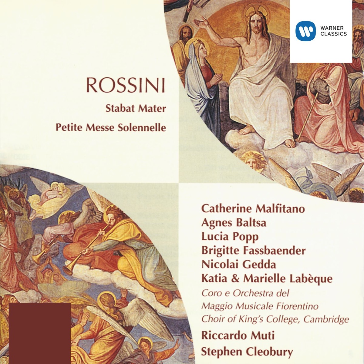 Rossini: Stabat Mater - Petite Messe Solennelle by Agnes Baltsa, Brigitte Fassbaender, Catherine Malfitano, Katia & Marielle Labèque, Lucia Popp, Nicolai Gedda, Riccardo Muti & Sir Stephen Cleobury album cover
