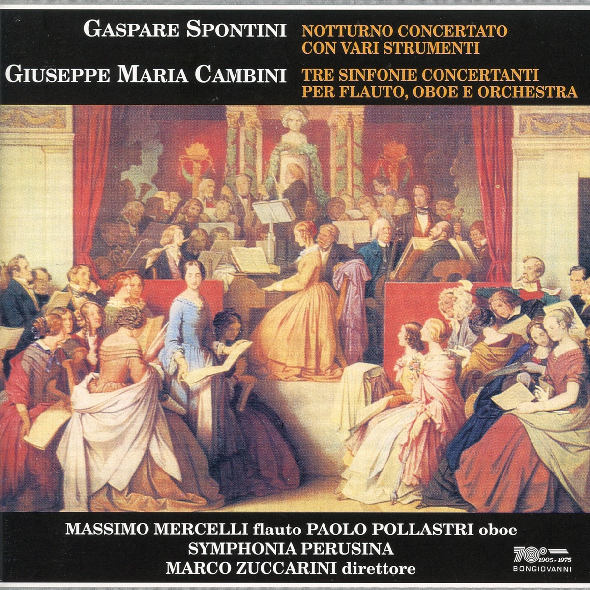 Spontini: Notturno Concertato con vari strumenti - Cambini: Tre Sinfonie Concertanti per flauto, oboe e orchestra by Marco Zuccarini, Paolo Pollastri, Symphonia Perusina & Massimo Mercelli album cover