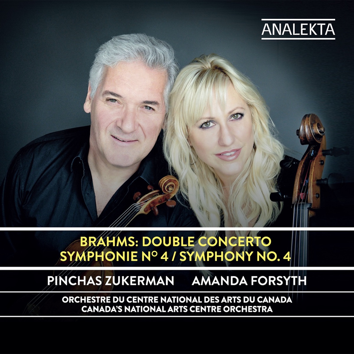 Brahms: Double Concerto - Symphony No. 4 by Canada's National Arts Centre Orchestra, Pinchas Zukerman & Amanda Forsyth album cover
