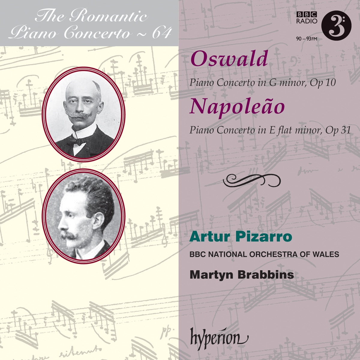 Oswald & Napoleão: Piano Concertos by Artur Pizarro, BBC National Orchestra of Wales & Martyn Brabbins album cover