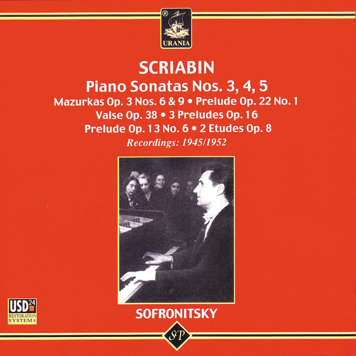 Scriabin: Piano Sonatas Nos. 3-5 by Vladimir Sofronitsky album cover