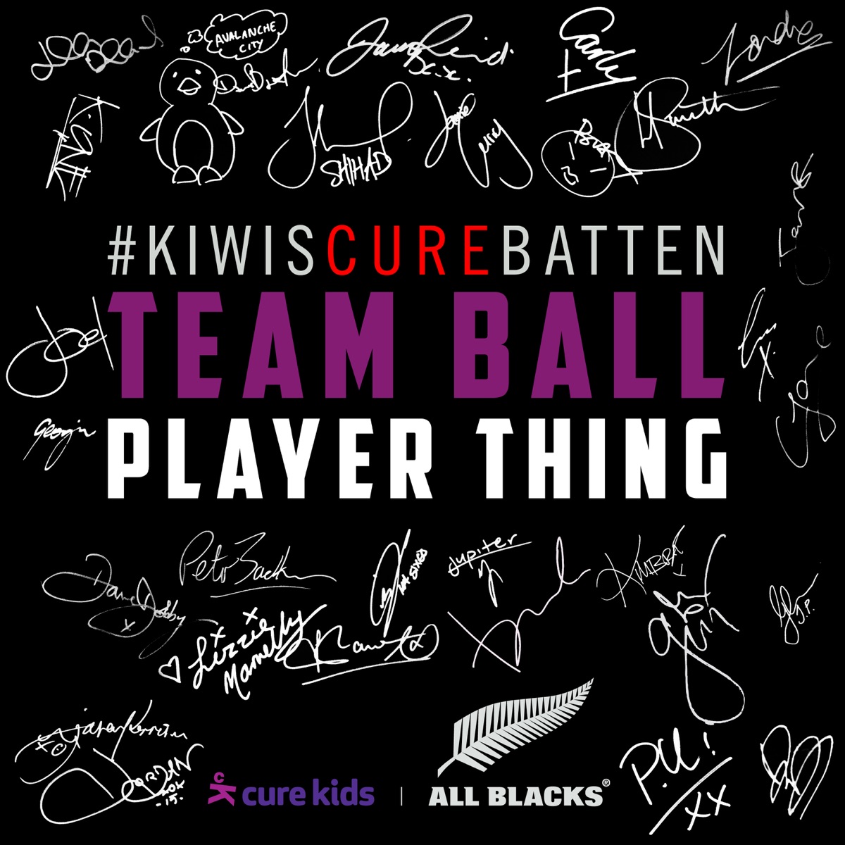 Team Ball Player Thing - Single (feat. Lorde, Kimbra, Brooke Fraser, Gin Wigmore, Broods, Daniel Bedingfield, The Naked and Famous, Sam McCarty, Sahara Adams, Jemaine Clement, Savage, Jon Toogood, Jason Kerrison, Dave Dobbyn, James Reid, Matiu Walters, Dave Baxter, Hollie Smith, Jupiter Project, Boh Runga, K-ONE, Lizzie Marvelly, Carley Binding, Jesse Griffen, Brooke Howard-Smith, Tom Furniss, Joseph Moore, PNC, Peter Urlich & Julia Deans) - Single by #KiwisCureBatten album cover