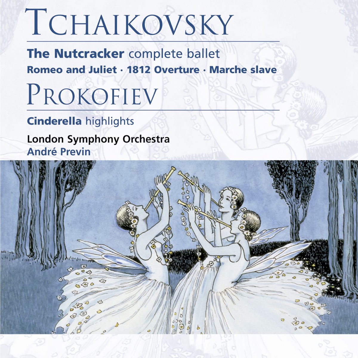 Tchaikovsky: The Nutcracker, Op. 71 - Prokofiev: Highlights from Cinderella by The Ambrosian Singers, André Previn & London Symphony Orchestra album cover