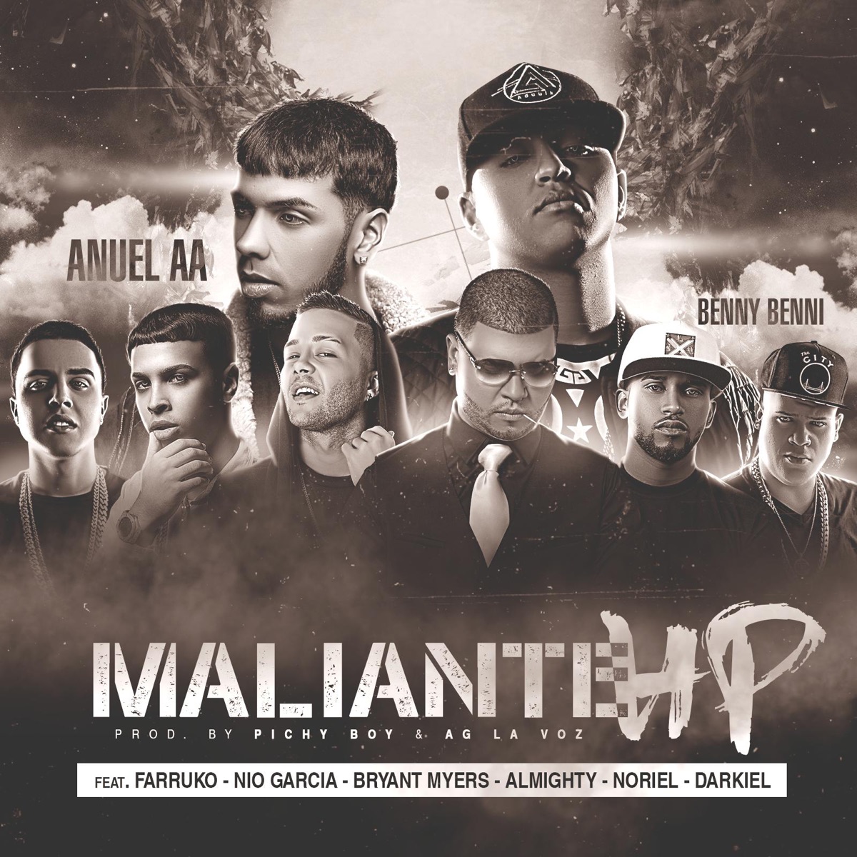 Maliante HP (Remix) [feat. Anuel Aa, Farruko, Almighty, Darkiel, Bryant Myers, Nio Garcia & Noriel] - Single by Benny Benni album cover