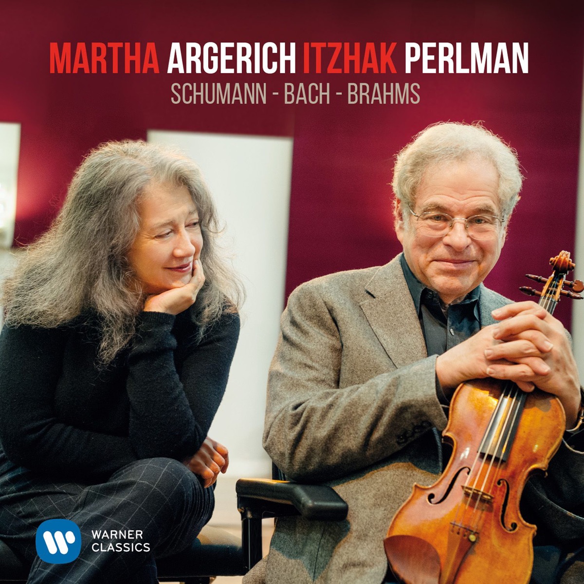 Schumann, Bach & Brahms: Music for Violin & Piano by Itzhak Perlman & Martha Argerich album cover