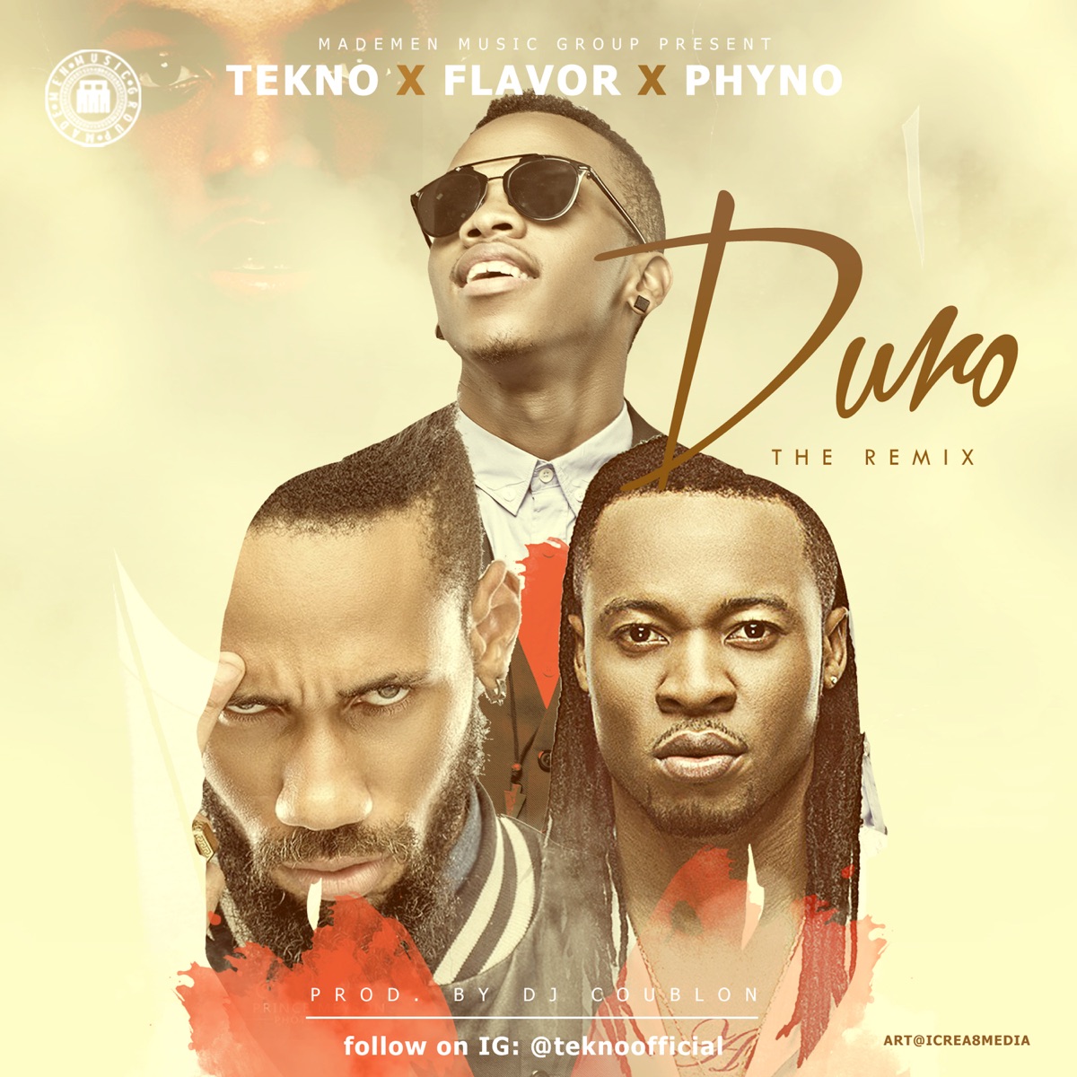 Duro (Remix) [feat. Flavour & Phyno] - Single by Tekno album cover