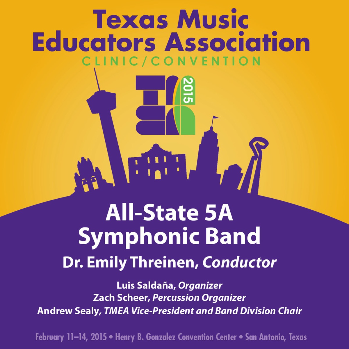2015 Texas Music Educators Association (TMEA): All-State 5A Symphonic Band [Live] by Texas All-State 5A Symphonic Band & Emily Threinen album cover