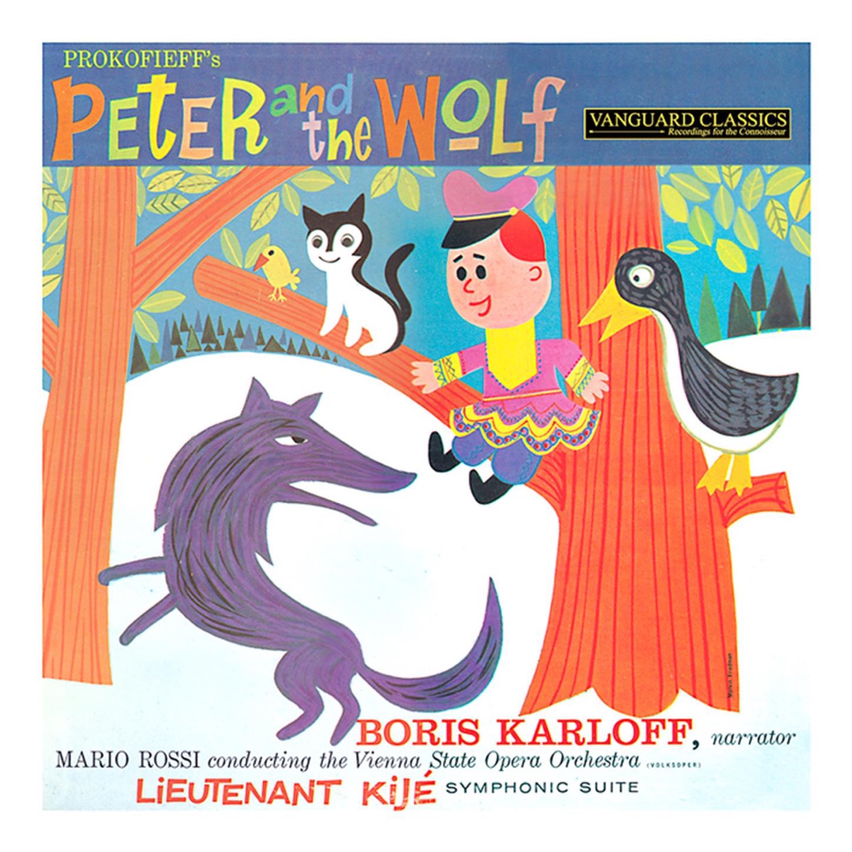 Prokofiev: Peter and the Wolf, Lieutenant Kije Symphonic Suite by Boris Karloff, Mario Rossi & Wiener Opernorchester album cover