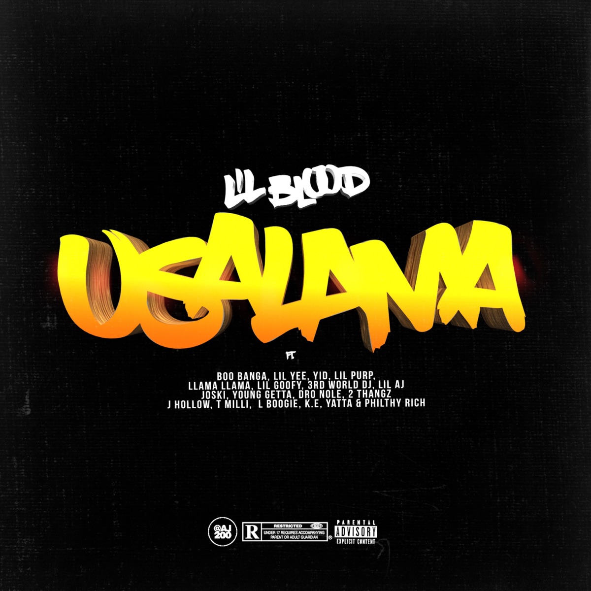 Usalama (feat. Boo Banga, Lil Yee, Yid, Lil Purp, Llama Llama, Lil Goofy, 3rd World Dj, Lil AJ, Joski, Young Getta, Dro Nole, 2 Thangz, J Hollow, T Milli, L. Boogie, K.E., Yatta & Philthy Rich) - Single by Lil Blood album cover